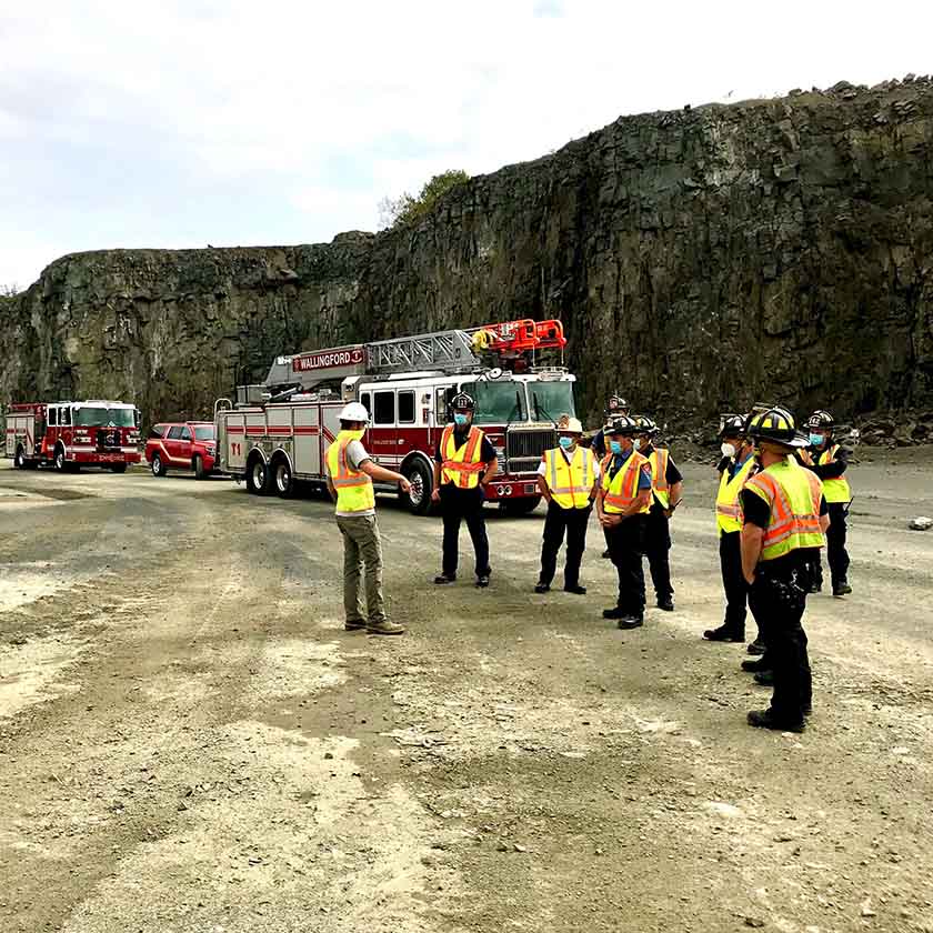 emergency responders at quarry